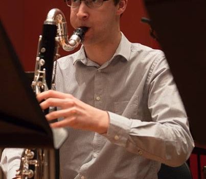 Joel Hands-Otte performing bass clarinet